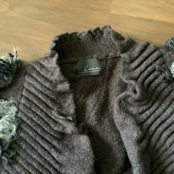 Line charcoal grey chunky cardigan - Picture 3 of 5